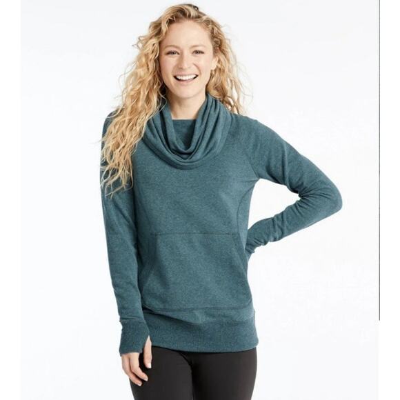 L.L. Bean Tops - LL Bean Womens Cozy Pullover Cowl Neck Sweatshirt Long Sleeve Kangaroo Pocket -M